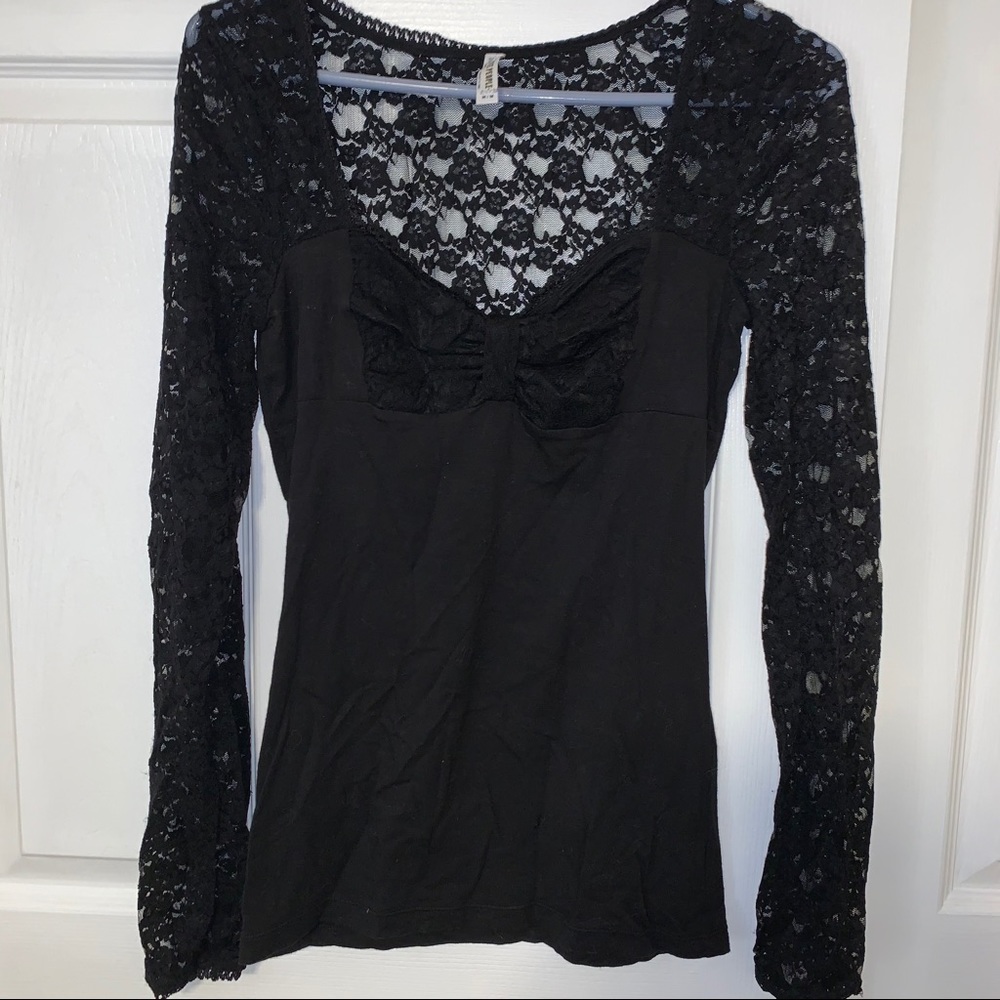 FREE PEOPLE Black Lace Top